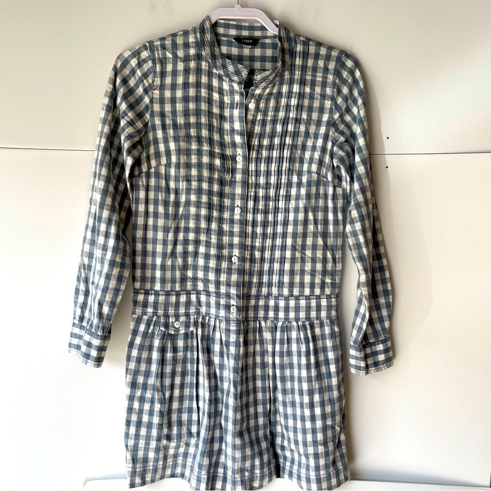 J. Crew Women's Flannel Gingham Shirtdress Shirt Dress Blouse Top, Sz 00